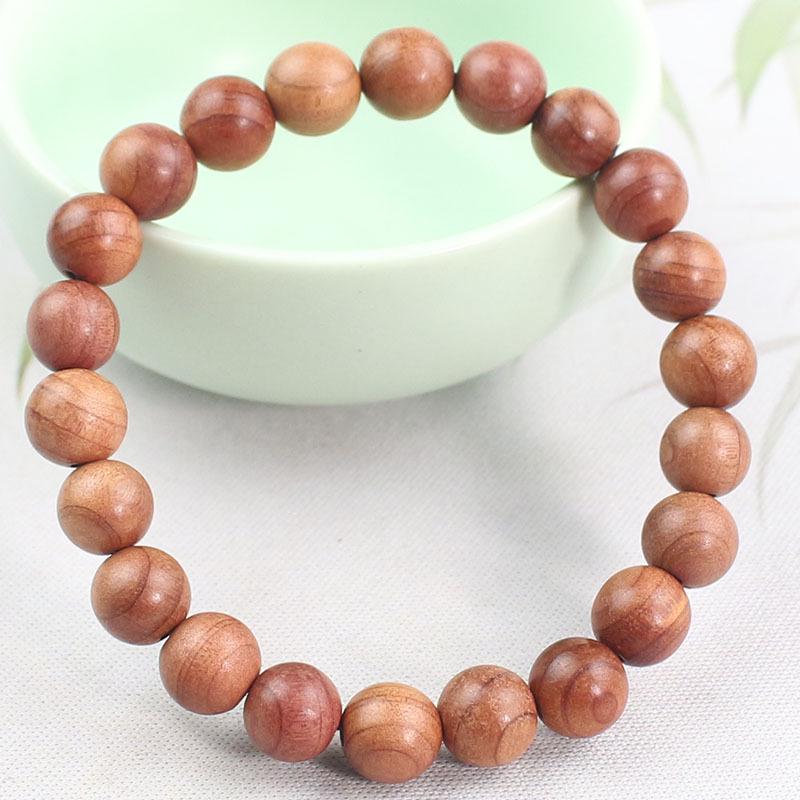 Red Cedar Buddhist Beads Rosary Bracelet: Natural Fragrant Wood, Single Circle, Unisex Jewelry