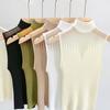 Mesh Knitted Top Women Tank Top Half Neck Vest Female Sleeveless Sweater Chic Cut Out Streetwear Solid Skinny Tube Top