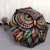 1pc Owl Mandala Automatic Open/Close Umbrella with Windproof, Functional Design, 8-Rib Sturdy Canopy