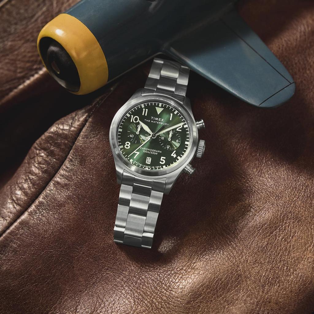 TIMEX Waterbury Watch Quartz 10 ATM Water Mineral Green Stainless Steel Men's TW2Y19100