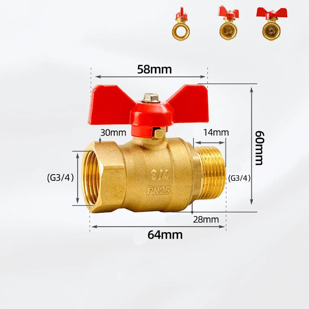 1/4" 3/8" 1/2" 3/4" BSPP Male To Female Brass Shut Off Ball Valve Fuel Gas with Red Blue Butterfly Handle Water Heater Switch