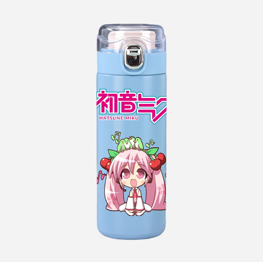 Tazza Termica Stampata Anime Hatsune Miku Portatile Acciaio Inossidabile 400ml Borraccia Anti-perdita Tazza da Campeggio Regalo