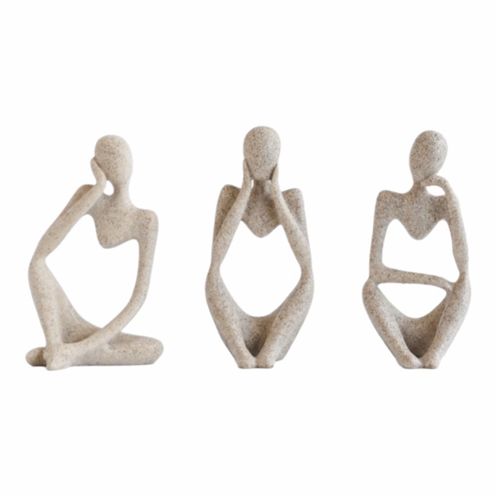Moderne Der Denker Statue Sandfarbe Schreibtisch-Display-Ornamente Lese-Dekor