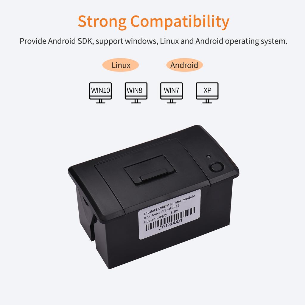 Aiebcy Embedded Thermal Receipt Printer 58MM Mini Printing Module Low Noise with USB/RS232/TTL