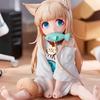 Anime Figure Golden Head My Cat Is A Kawaii Girl PVC Hobby Sakura Soybean Flour Sit And Eat Fish Model Doll Toys Christmas Gifts