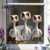 Stereoscopic Animal Wall Art Cute Ostrich Static Window Clings, 3D Break Through Decals, No Easy to Apply Graphics Glue PVC Stickers for Kids Bedroom