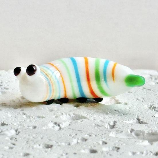 Mini Glass Caterpilla Figurines Tiny Hand Blown Animal Art Decoration Collectible Office Desk Tabletop Ornament