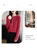 Women's Solid Color Wool Knitwear: Single-Breasted, Long-Sleeve, Round Neck, 2025 Autumn Collection