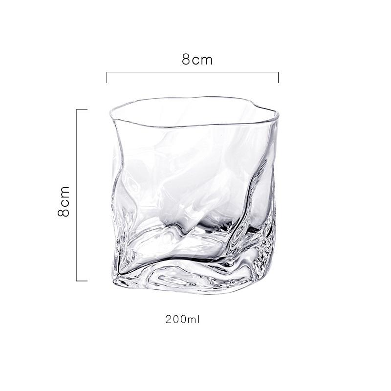 6/4/2/1Pcs 200ml Luxury Whisky Glass Cup Set Unique Twisted Glass Wine Cocktail Beer Coffee Drink Tea Mug Kitchen Bar Club Party