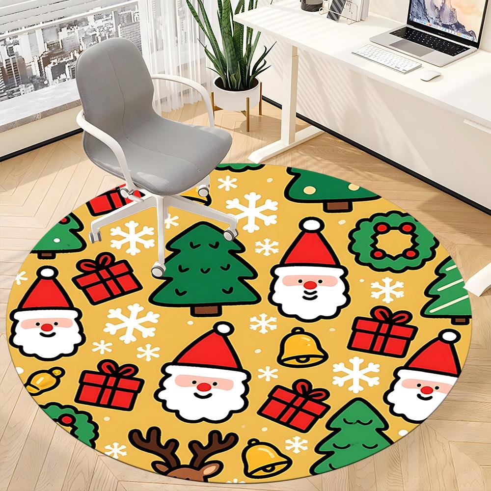 1pc Christmas Ornaments Office Round Rug, Non-slip, Soft and Durable Office Rug for Interior Decoration, Perfect for Office, Beautiful Decoration Yy26