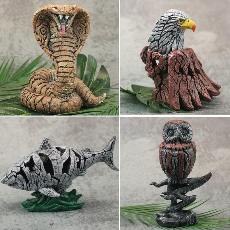 Lion Animal Statue AnimaI ScuIpture Shark Snake Lizard Owl Statue Resin Craft Decoration Taxidermy Home Decoration Accessories