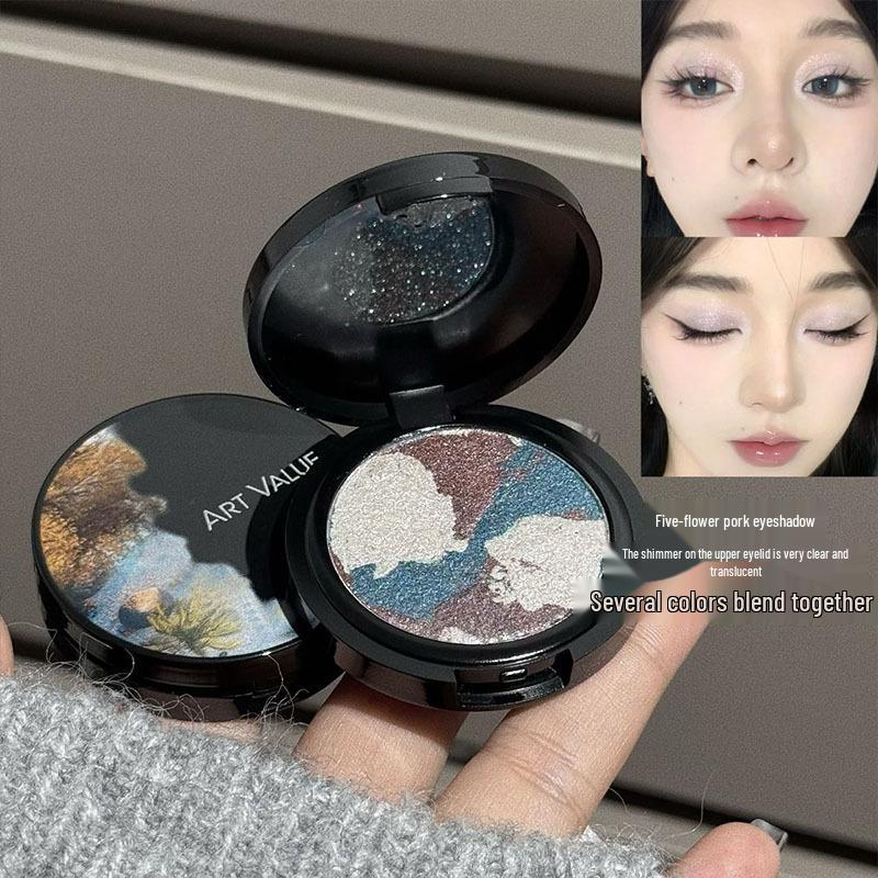 Art Value Shimmery Eyeshadow: Vibrant Mixed Colors, Unique Potato Mash Texture, Five-Flower Pork Shade for a Bold Eye Makeup Look