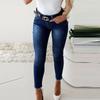 European & American Slim Beaded Butterfly Floral Women's Pencil Jeans
