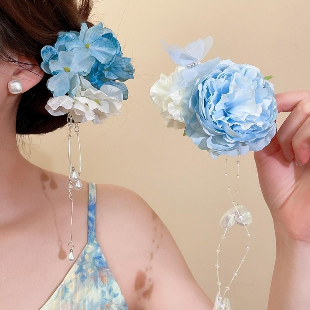 Pearl Hanfu Hair Accessories Colorful Chinese Style Hair Clip Fresh Flower Hairpin  Girls