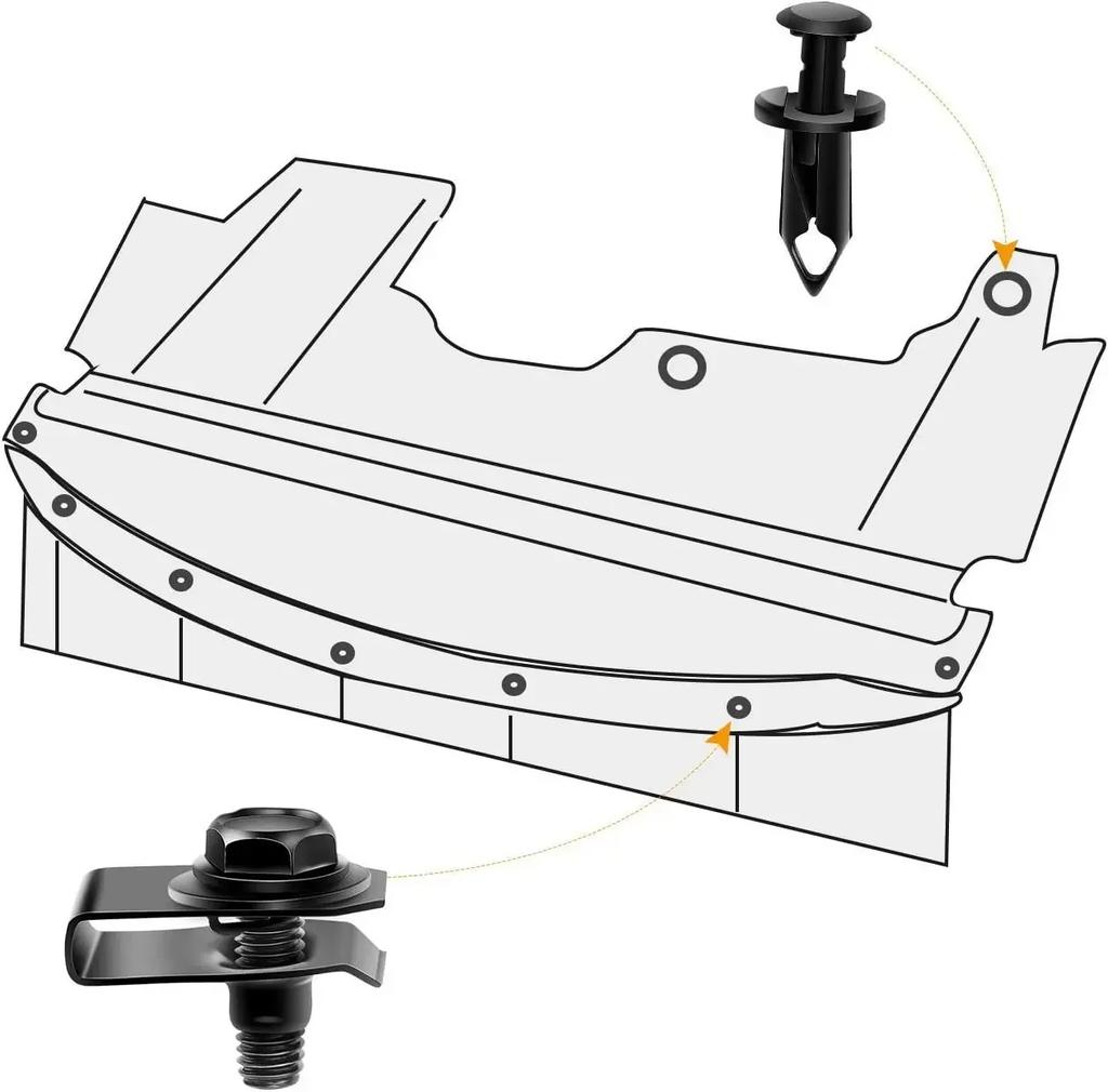 35 STK Bilkarosseribolter og U-mutterklemmer Motordeksel Underbrett Sprutskjoldbeskyttelse Støtfanger Fender Liner Holder Feste Nagleskruer
