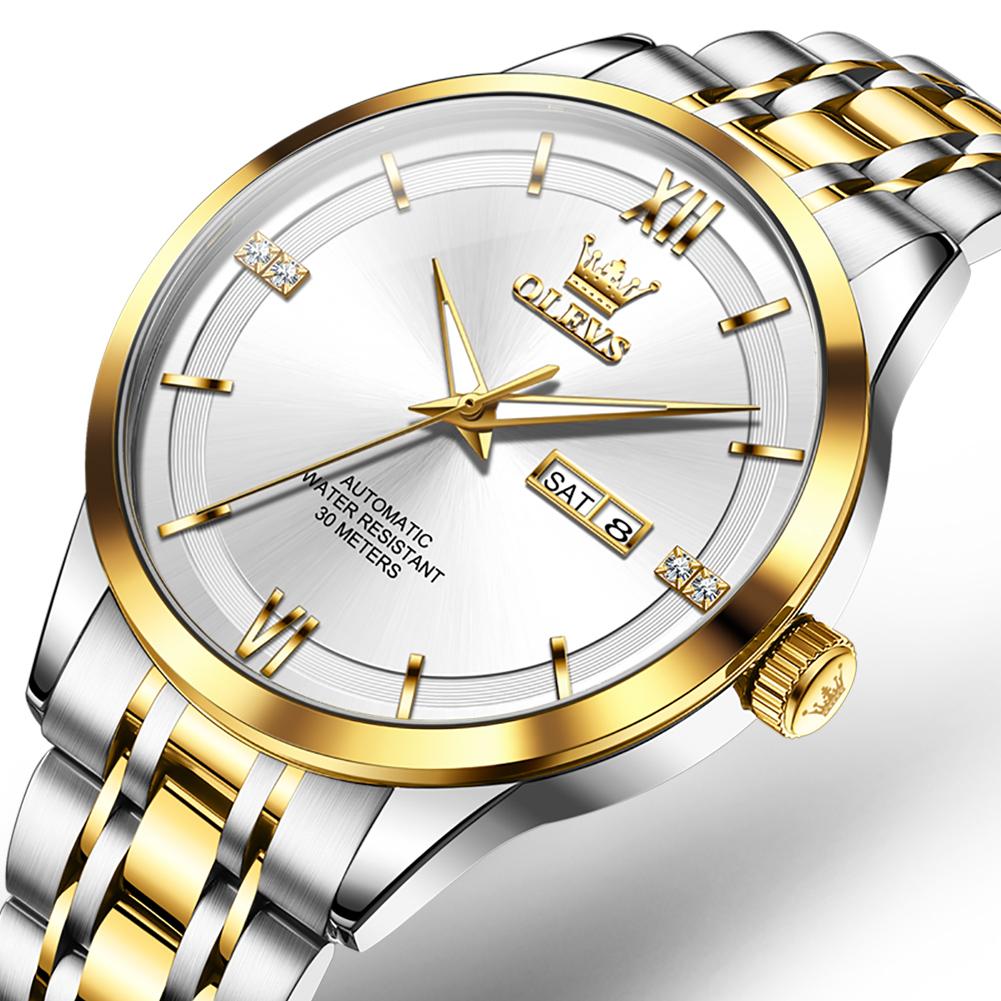 OLEVS Luxury Blue Fully Automatic Men's Watch Original Waterproof Date Stainless Steel Mechanical Watch Men's