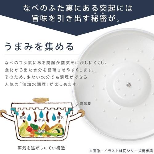 IRIS OHYAMA LUONTO 24cm White Two-Handled Pot, Ceramic Coating, Passes 700,000-Cycle Abrasion Resistance Test, No-Water Pot That Brings Out the Flavor