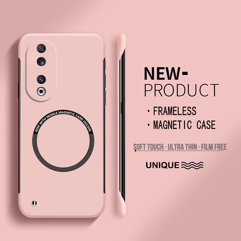Ultra Thin Hard PC Magnetic Frameless Phone Case For Magsafe Huawei Honor 100 90 80 70 60 50 Pro SE X9A Matte Color Solid Cover