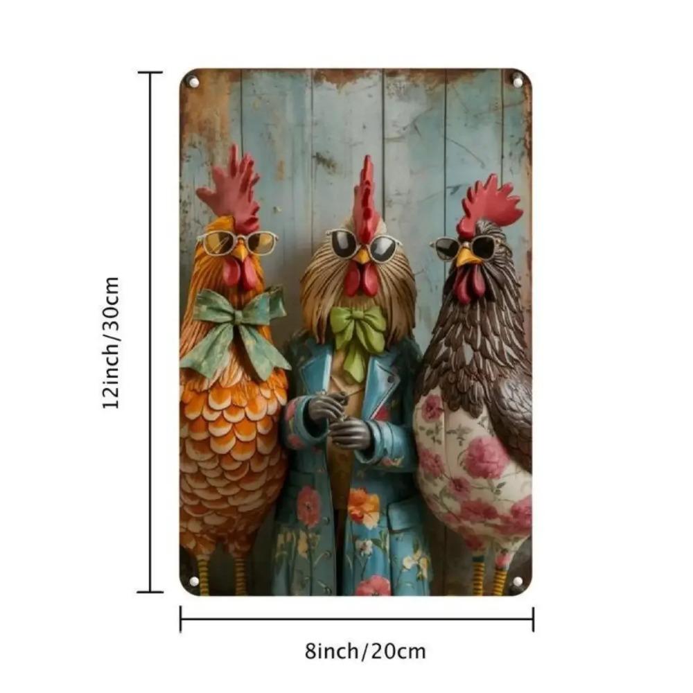 OldProud Rooster Metal Sign 12x8 Inch Vintage Decor Wall Art Durable Rustic Tin Sign for Home Kitchen Bar Cafe