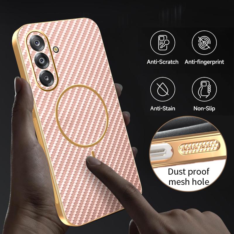 For Samsung Galaxy A17 5G/A17 4G Phone Case Carbon Fiber Textured Electroplated TPU Back Cover