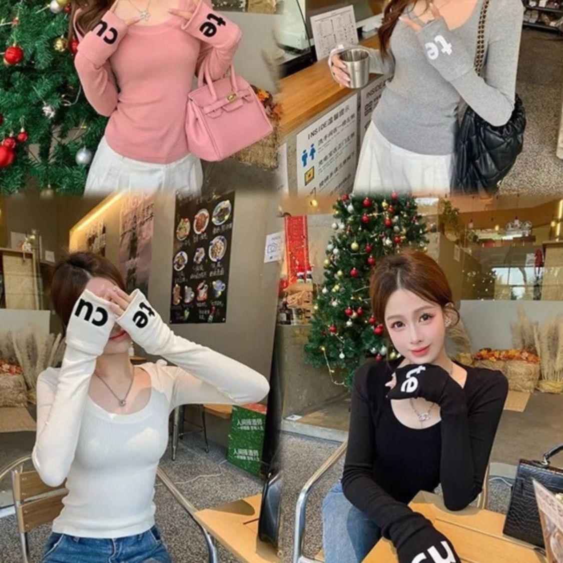 

Изысканный осенне-зимний сладко-пряный облегающий базовый слой белого цвета: Высококачественная универсальная нишевая футболка One Size чёрный