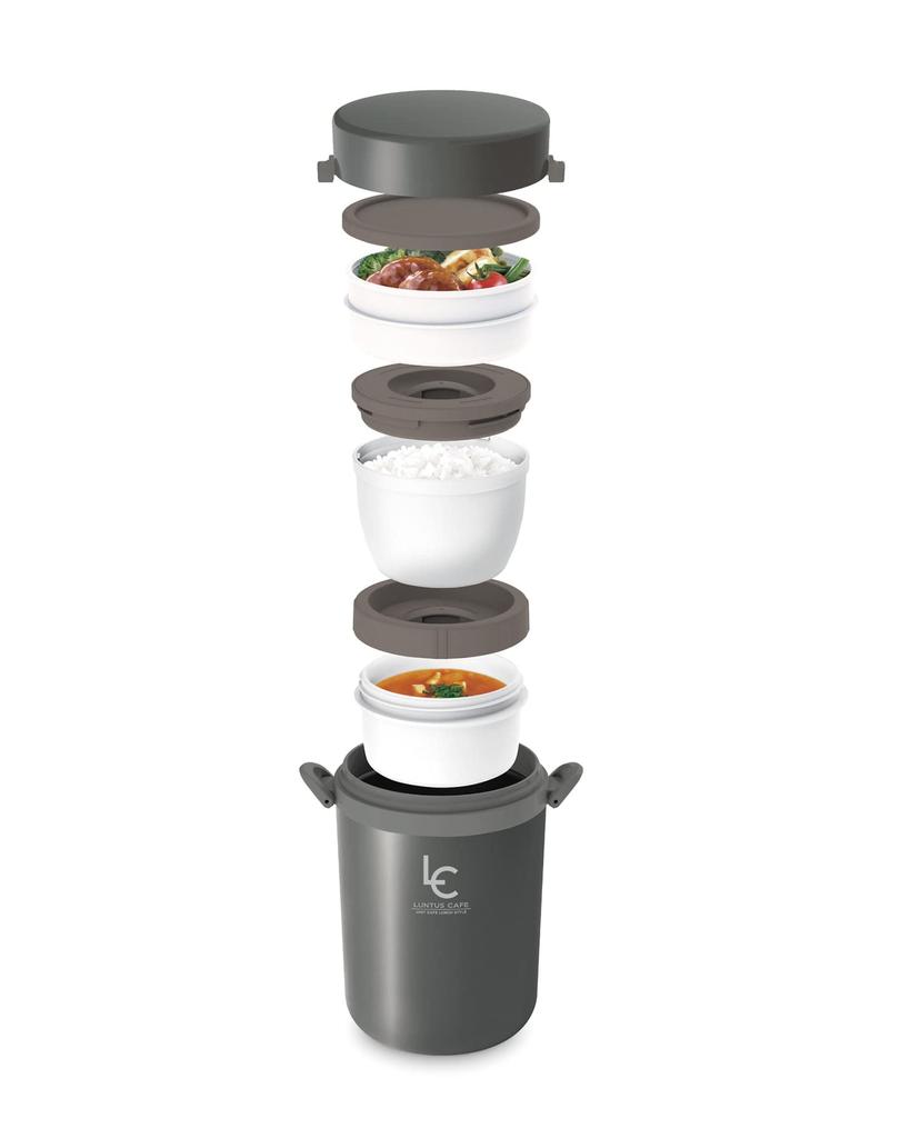 Asvel Insulated Lunch Lantus W X D X H Jar, B700, 700ml, Gray, 13.0cm 11.4cm 18.0cm