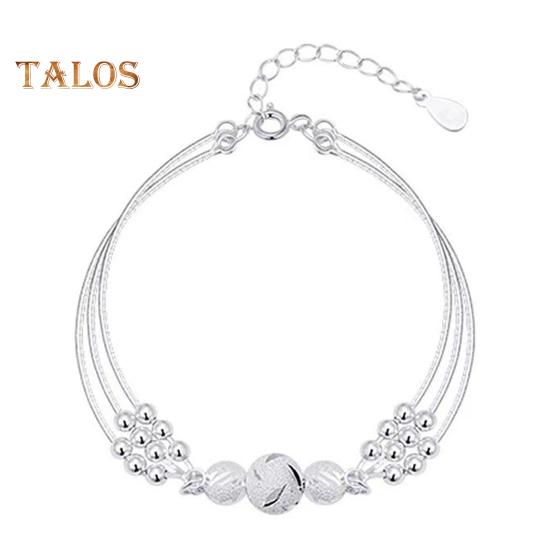 

Женский браслет 3-слойный регулируемой длины с удлиненной цепочкой из медных бусин, ювелирные изделия на удачу, день рождения, рождество, свадьба, подарок, цепочка на запястье серебряный