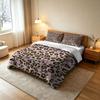 3PCS Leopard Print Pink Heart Bow Milk Velvet Bedding Set Soft Warm Winter Unfilled 1 Duvet Cover 2 Pillowcases Cozy Home Dec