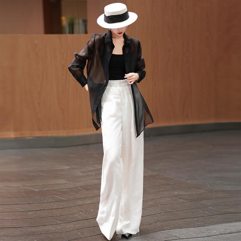 Camicia da donna Lanse'er a maniche lunghe in misto seta