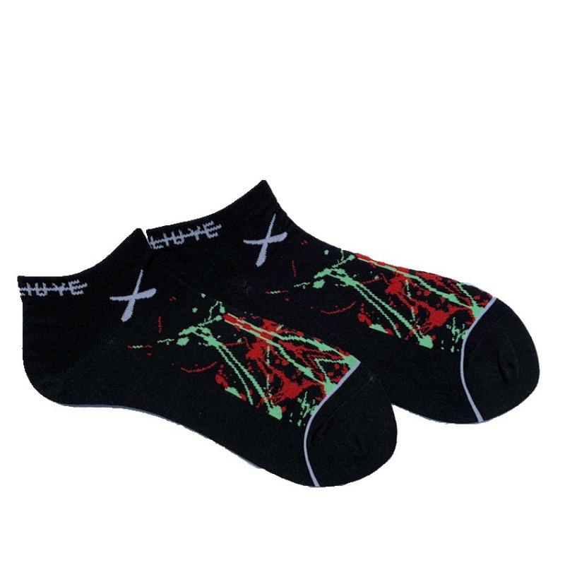 5 Pairs of Socks Men and Women Short Socks Tide College Style Hip Hop Black and White Yellow Cotton Socks