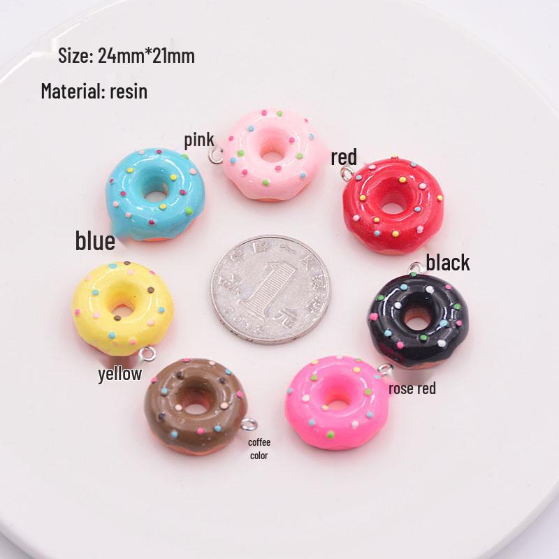 Resin Donut Earrings & Keychain Charm Set