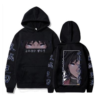 Demon Slayer Kimetsu No Yaiba Anime Hoodies Sweatshirt Cooles Retro Giyuu Tomioka Augen Grafik Wintermode Übergroße Hoodies