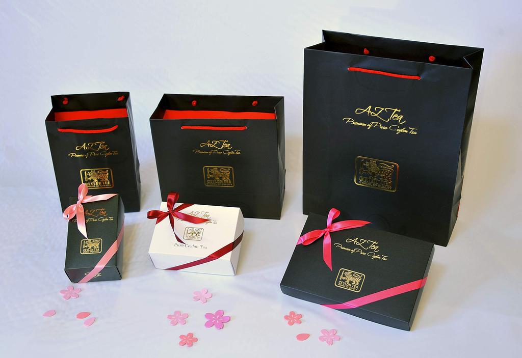 Premium-Geschenk mit 3 schwarzen Dosen AZ Tea Black Earl und Royal Milk Tea. Wird vom sri-lankischen Präsidentenpalast verwendet und unter Verwendung der höchsten Qualität hergestellt