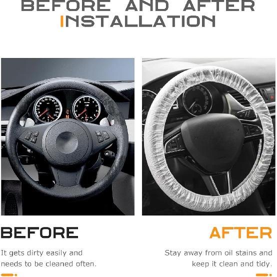 Disposable Steering Wheel Covers, Transparent Car Accessories, Plastic Steering Wheel Cover, Steering Wheel Protector (Translucent-50Pcs)