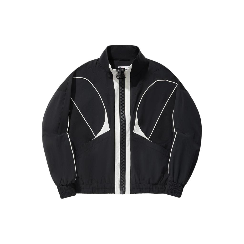 Li Ning Reignite Series Pattern Print Reflective Strip Loose Sports Windbreaker Women Outerwear Black AFDU266-1