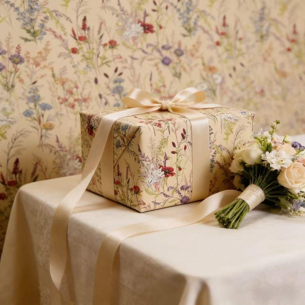 Vintage Wildflower Wrapping Paper Rustic Style Botanical Wrapping Paper Present Wrapping
