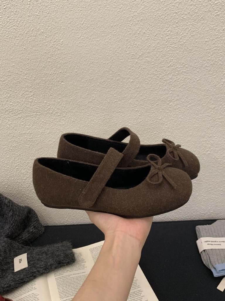 Fleece Mary Jane with bow warm beanie women's shoes