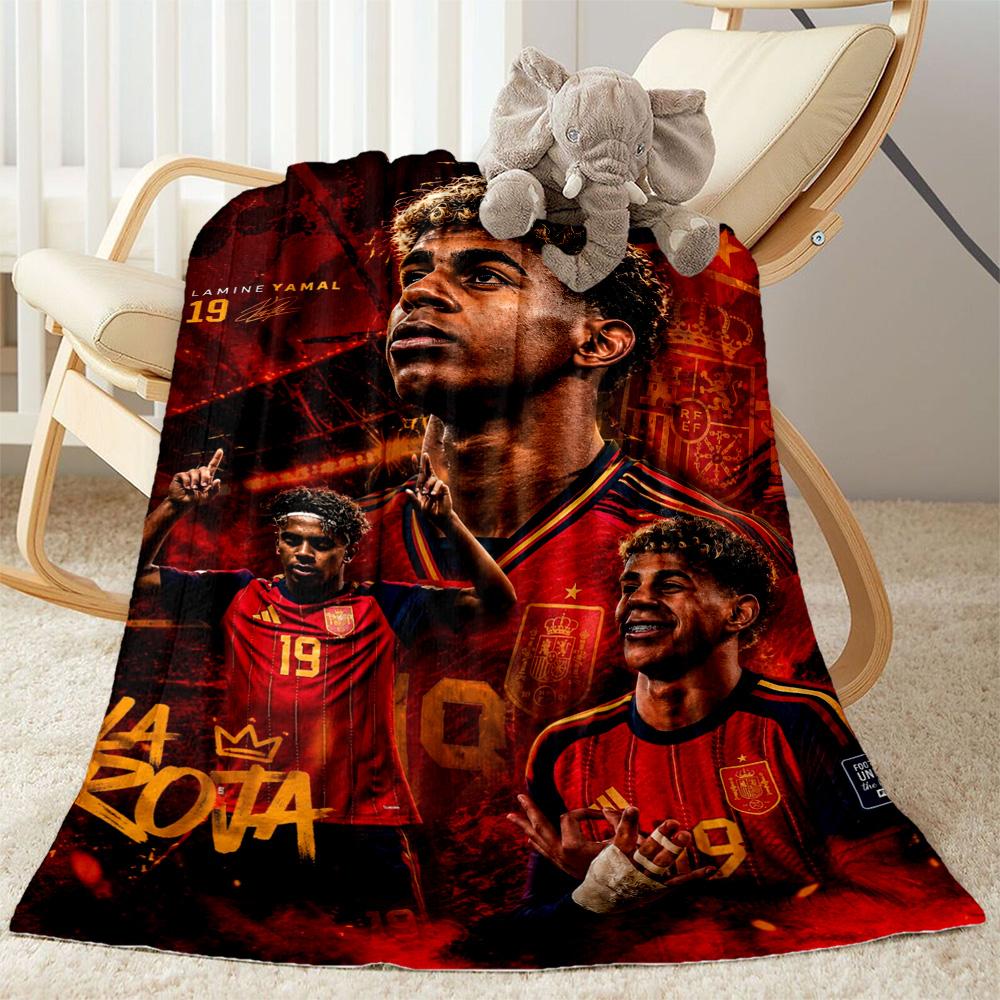 Lamine Yamal's Spanien Fußballstars Decke Bequem Perfekt für Sofa Bett Couch für Alle Anlässe Modern Ideales Geschenk Für Geburtstag Valentinstag