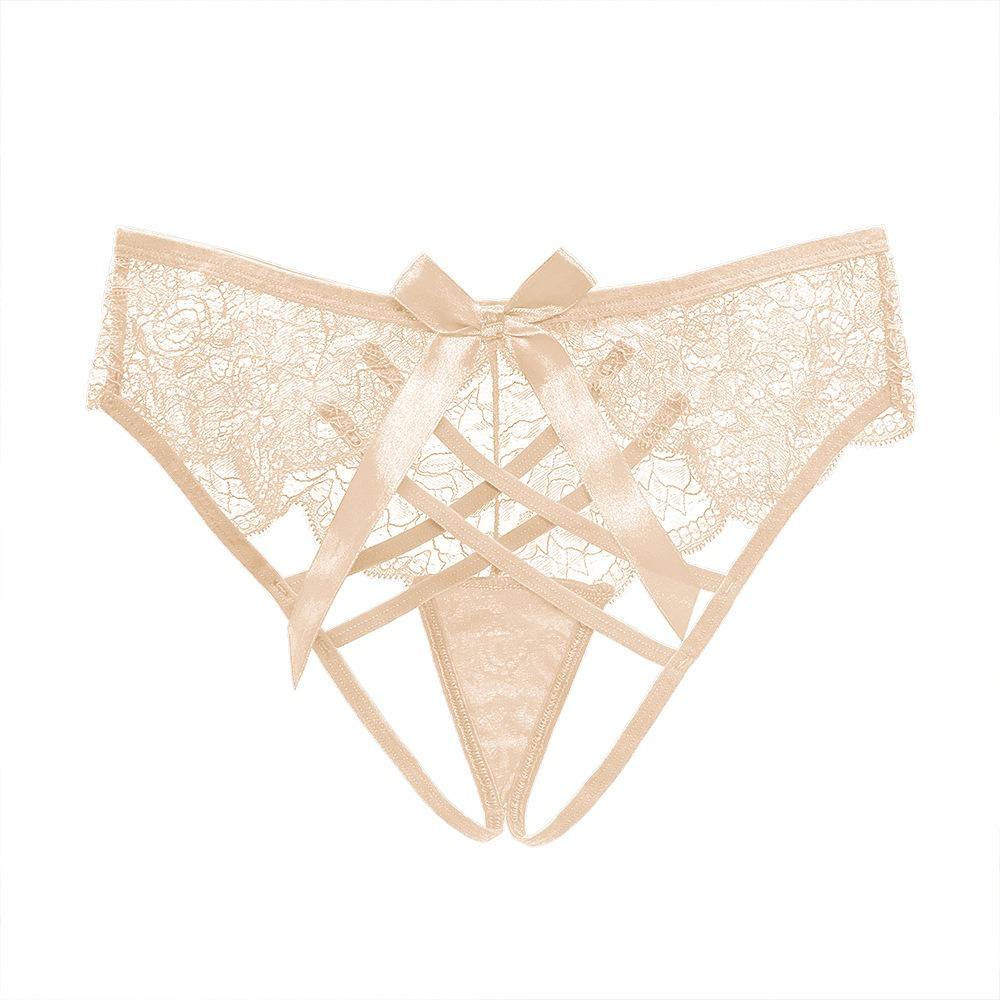 Sexy Lace Pure Lust Seduction Women's Briefs Mood Hollow Bow Mid-waist Comfortable Cotton Crotch Girl Panties