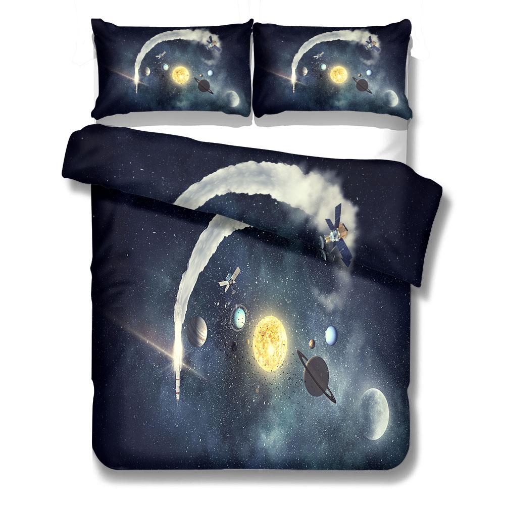 Solar System Chart Duvet Cover Set King Queen Double Full Twin Single Size Bed Linen Set