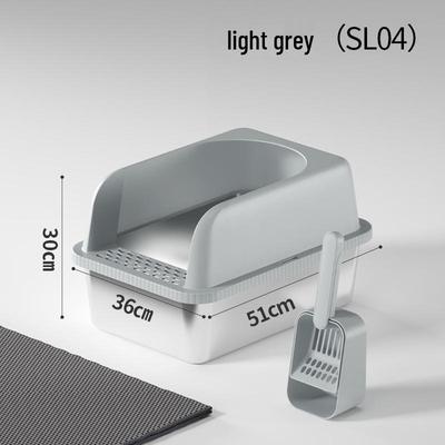 Stainless Steel Easy-Clean Widened Cat Litter Box - Large, Open, Sand-Proof, Anti-Splash Design