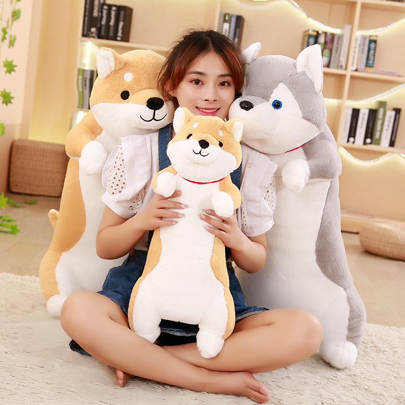 Adorable Shiba Inu Dog Pillow Stuffed Animals Husky Plush Doll Toys Cartoon Hug Pillow Long Nap Sleeping Pillow Bed Cushion Gift