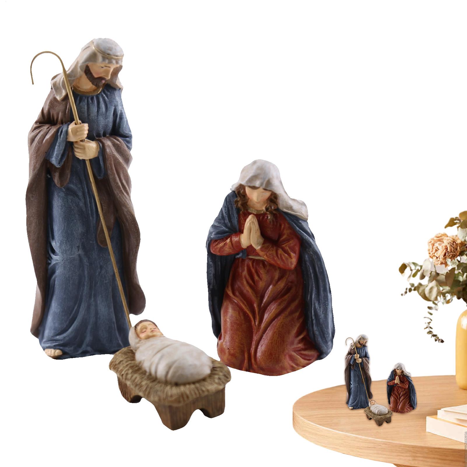 

Christmas Nativity Set Christmas Resin Home Decor 3-Piece Nativity Scene Statue Desk Decoration For Shelf Bedside Living Room CN