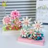 Non-Toxic Moc Bouquet Sunflower Potted Plant Micro Building Blocks Eternal Flower Model Diy Home Desk Decoration Brick Toys Gift