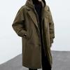 Men's Spring and Autumn Plus Size Solid Color Simple Coat Youth Medium-length Hooded Windbreaker