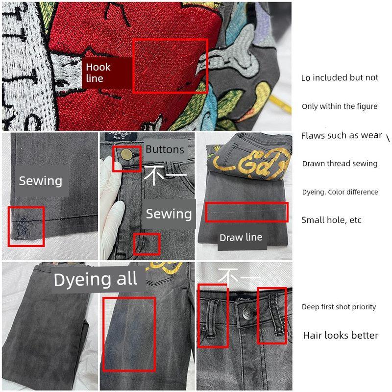 Original Order E * D Smoky Gray Love Will Slowly Kill Chongqing University Elastic Thin Embroider Denim Straight-Leg Pants Wide Leg