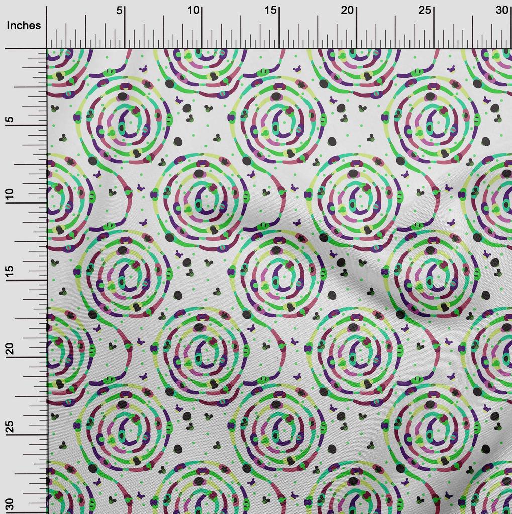 oneOone Cotton Flex Light Green Fabric Abstract Circle Dress Material Fabric Print Fabric By The Yard 40 Inch