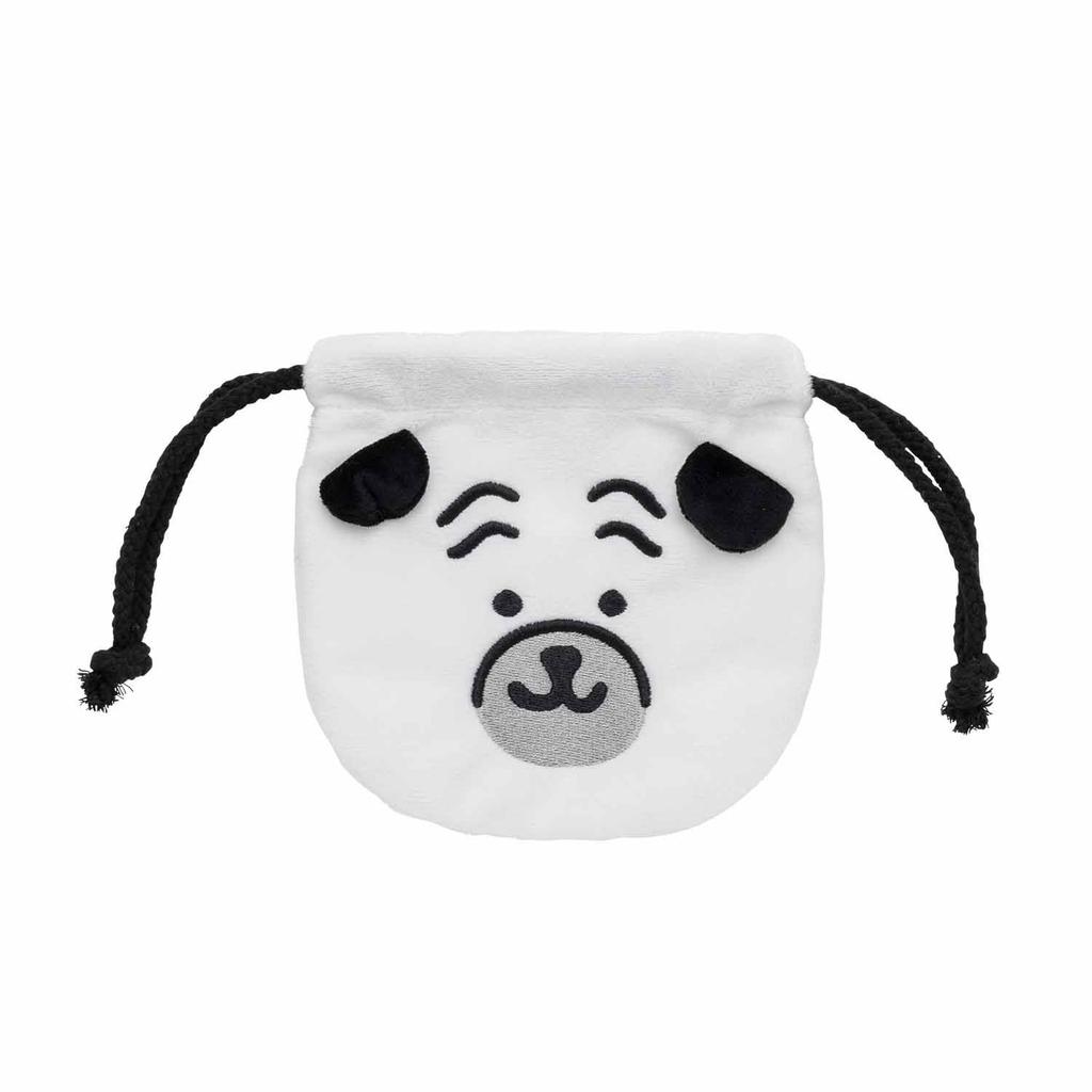 Nagano Characters Plush Lottery 4th Prize Mini Pug Face Drawstring Bag