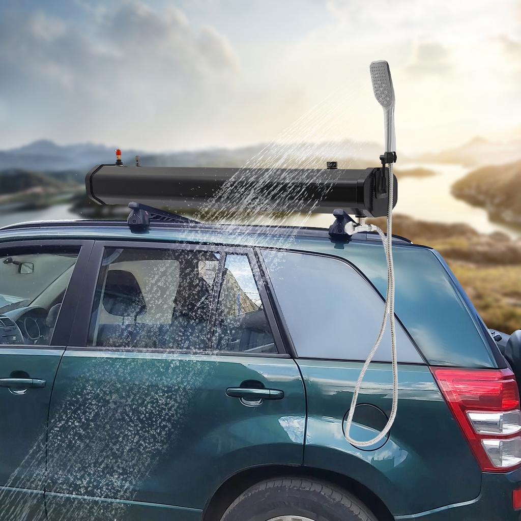 8L Portable Camping Shower, Roof Rack Mount Road Shower with 4.76gal Capacity, Max Temp 60℃/140℉, Lightweight Outdoor Water Tank