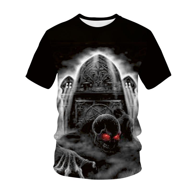 Neue männer Casual T-shirt Schädel Rock Straße Band 3D Druck Hip Hop Klassische Vintage Oansatz Lose Top Kurzarm